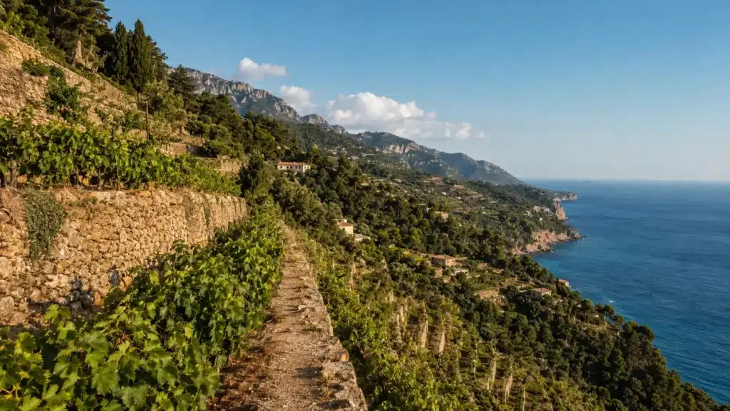 Malvasia-Weinberge auf den Terrassen von Banyalbufar