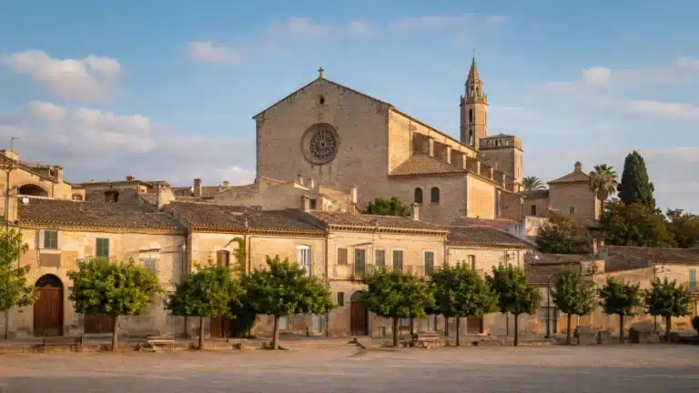 Kirche Santa Maria über dem historischen Ort Sineu auf Mallorca